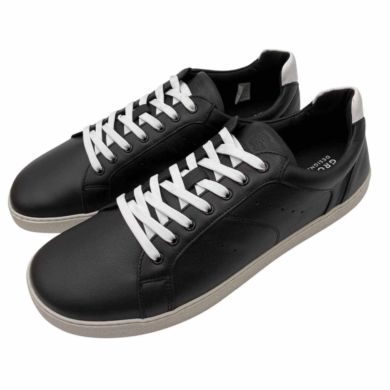 Groundies Universe Barefoot Sneakers Men’s Us 11.5 Eu 45 Black White Leather Nib — image 4 of 8